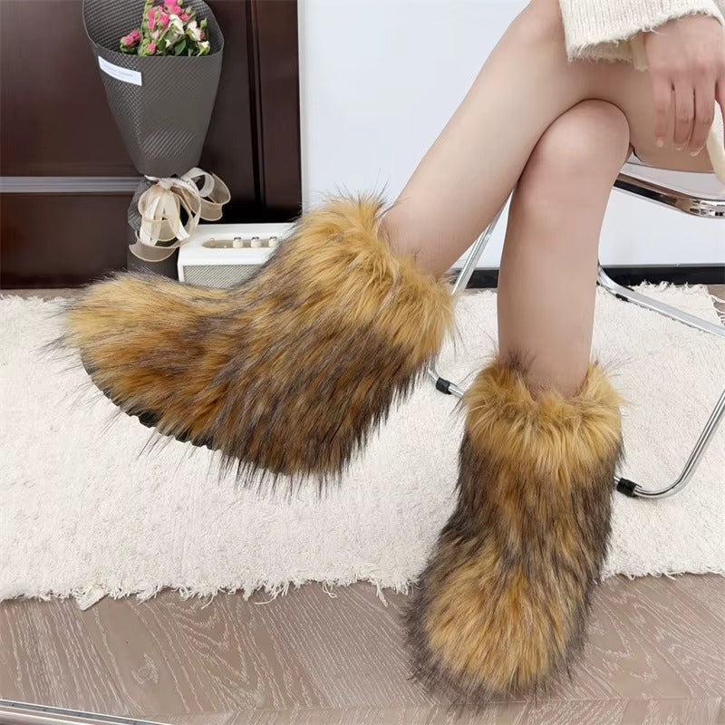 Luna - Faux Fur Boots | Last Day 80% Off!