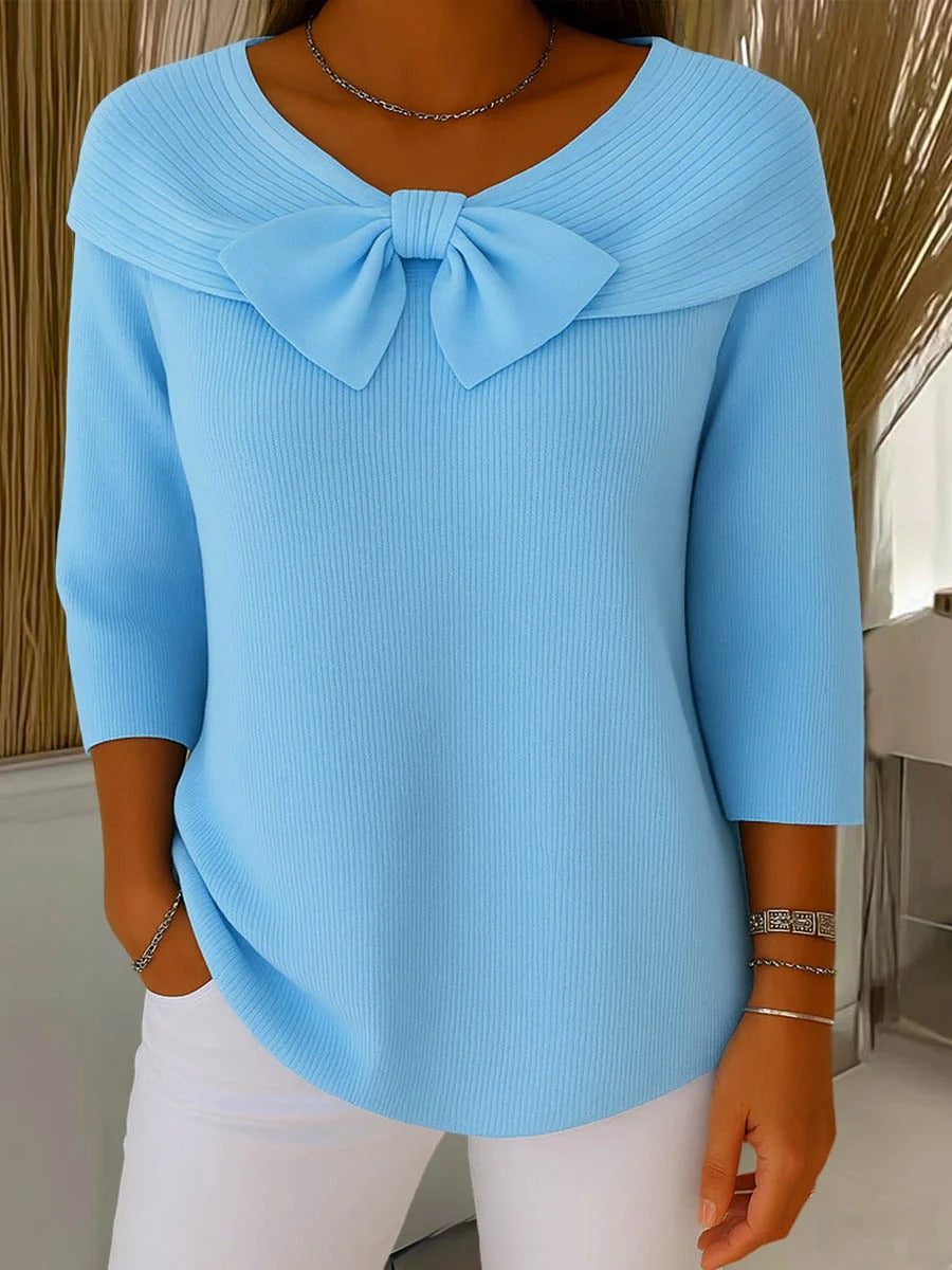 Serenna – Women's Sweater with Bow and Round Neckline | Last Day 80% Off!
