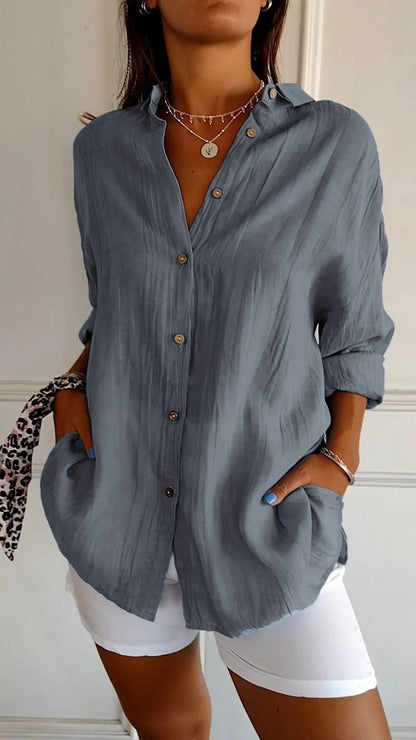 Sasha™ - Cotton Elegant Shirt with Pleated Style | Last day 80% off!