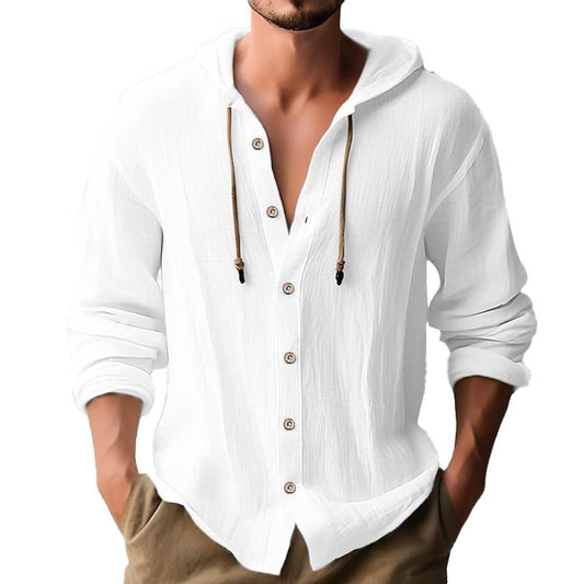 Men's Solid Colour Single Breasted Long Sleeve Hoodie 00951247X | Last day 80% off!