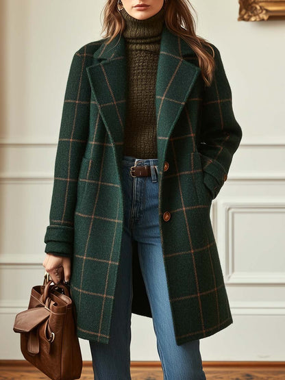 Layla | Retro Lapel Plaid Tweed Coat | Last Day 80% Off!