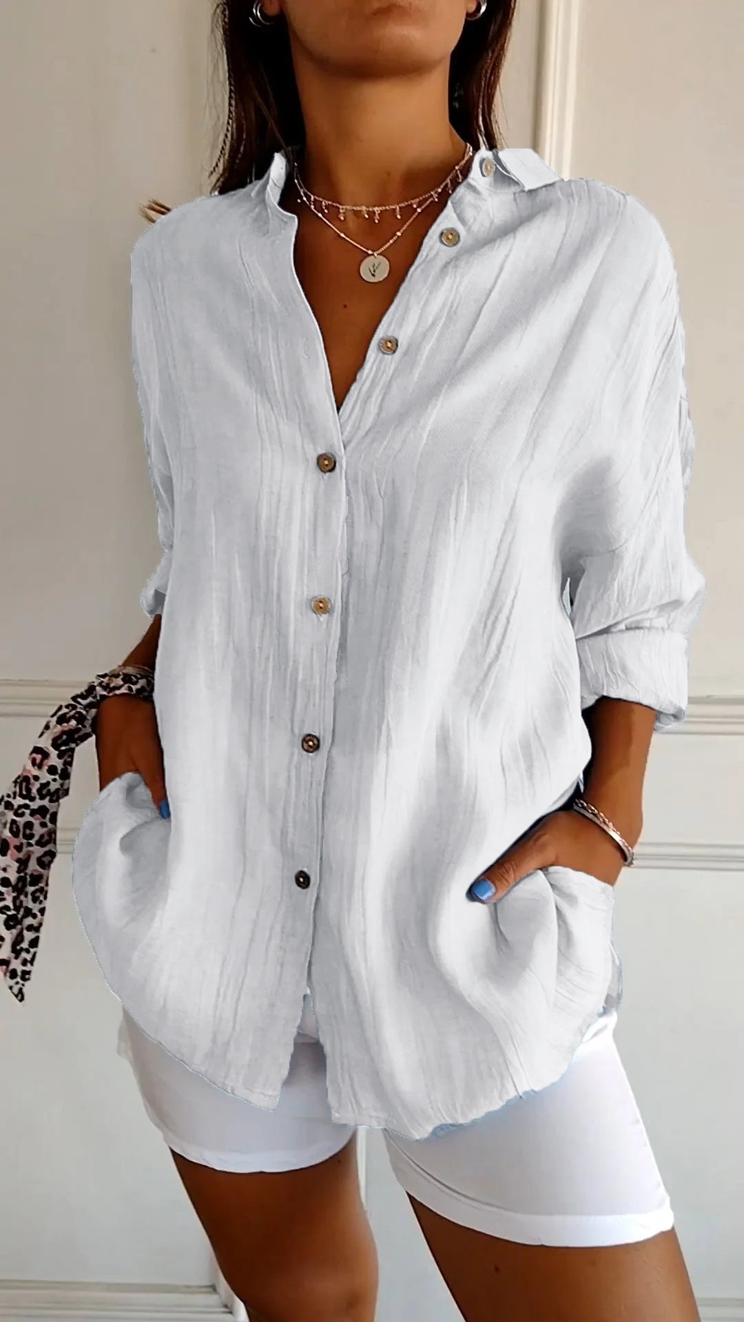 Sasha™ - Cotton Elegant Shirt with Pleated Style | Last day 80% off!