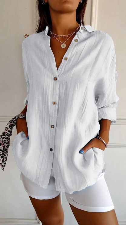 Sasha™ - Cotton Elegant Shirt with Pleated Style | Last day 80% off!