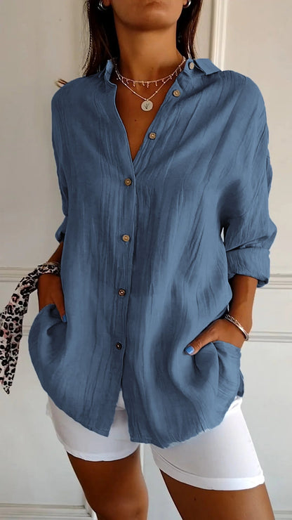 Sasha™ - Cotton Elegant Shirt with Pleated Style | Last day 80% off!