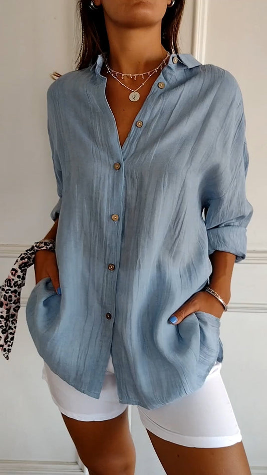 Sasha™ - Cotton Elegant Shirt with Pleated Style | Last day 80% off!
