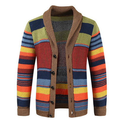 Men's Colourblock Lapel Sweater Jacket 02918584X | Last day 80% off!