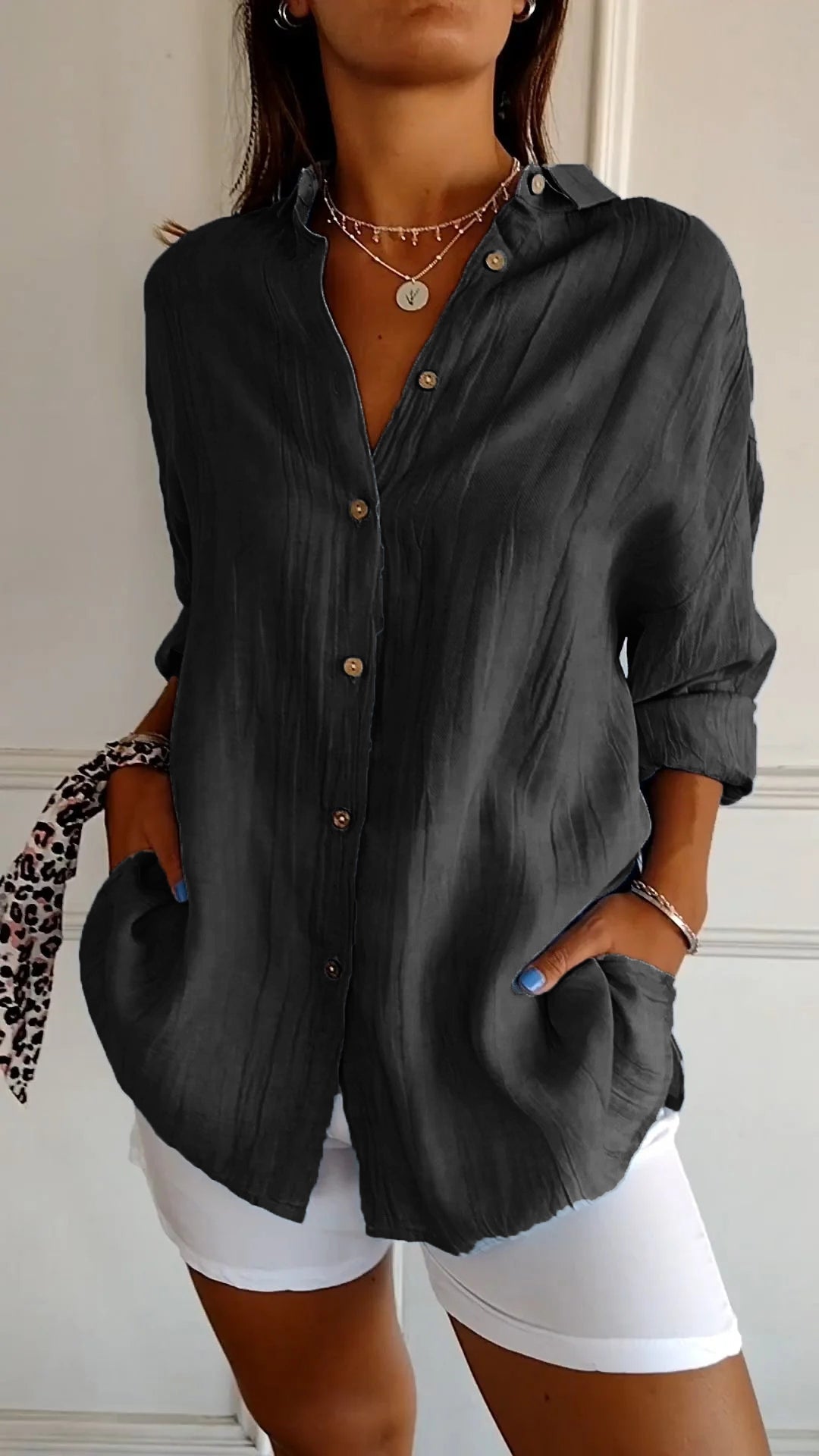 Sasha™ - Cotton Elegant Shirt with Pleated Style | Last day 80% off!