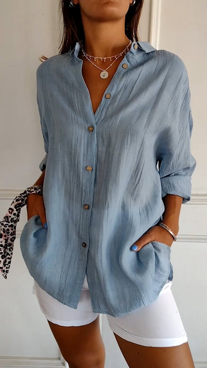 Sasha™ - Cotton Elegant Shirt with Pleated Style | Last day 80% off!