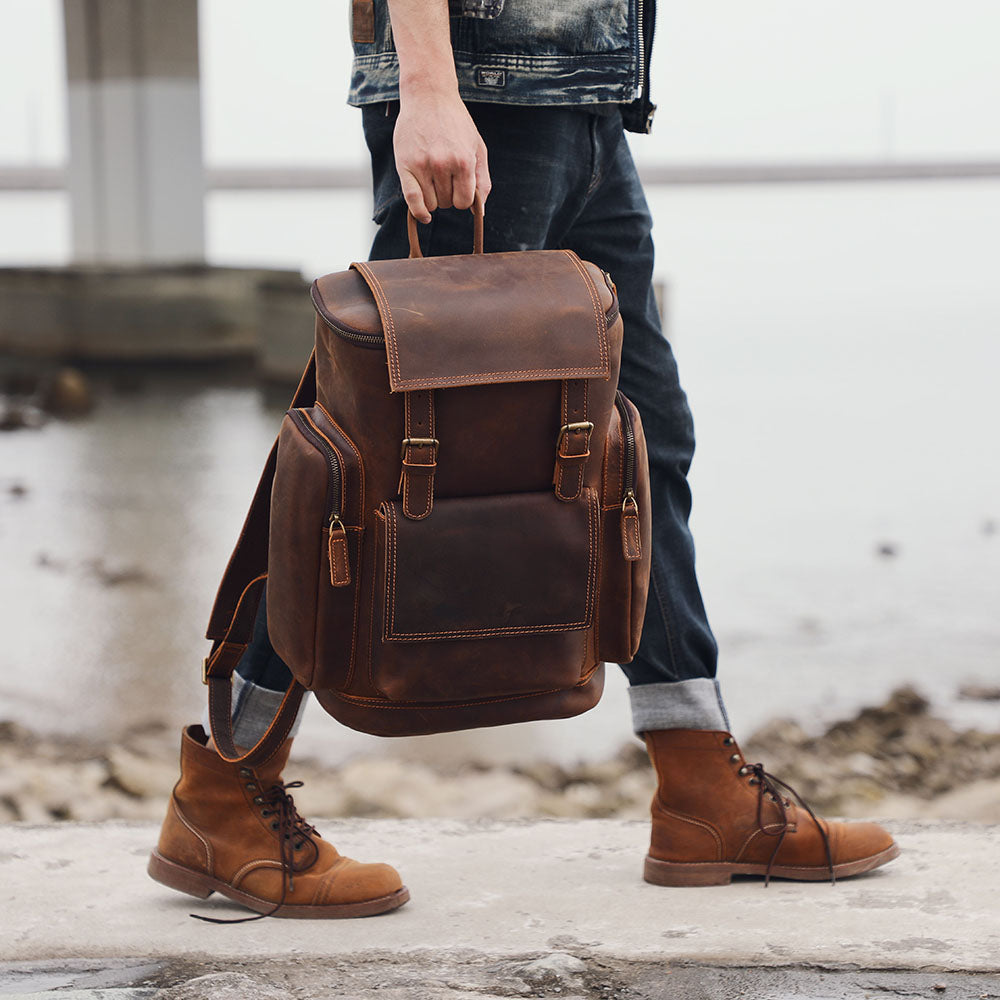 Charles - Men’s Leather Laptop Backpack | Last day 80% off!