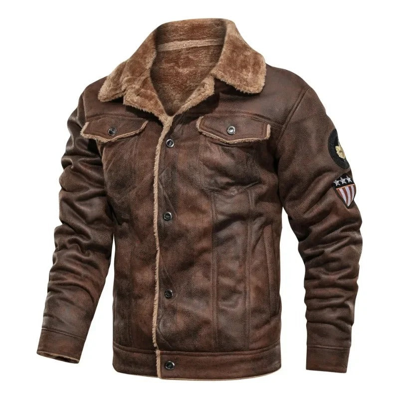Elegant Warm Fleece Leather Jacket | Last Day 80% Off!