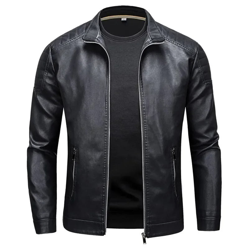 Stand Collar Leather Jacket | Last Day 80% Off!