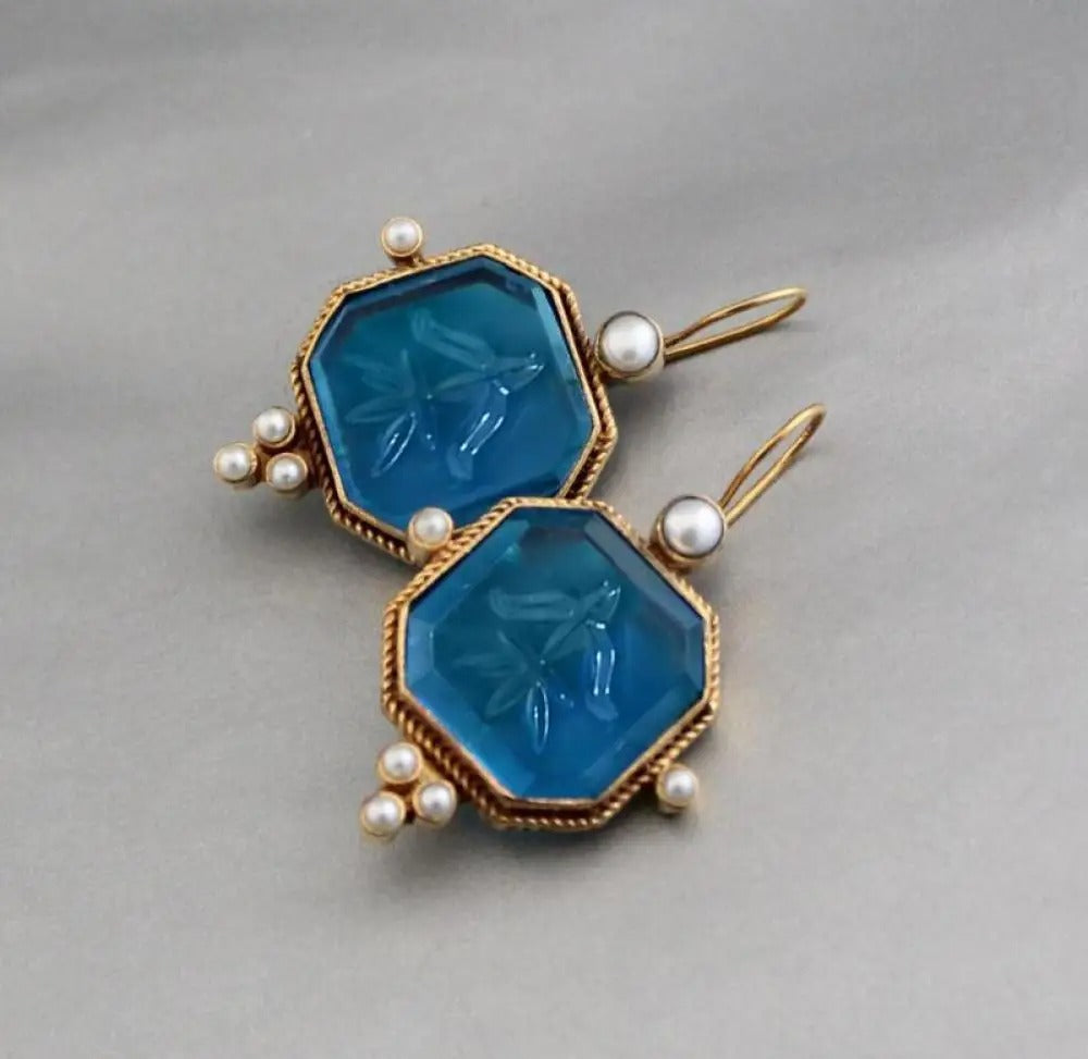 Maeble Vintage earrings with green stone and pearl | Last day 80% discount!