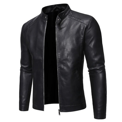 Standing Collar Leather Jacket | Last Day 80% Off!