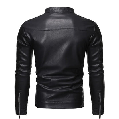 Standing Collar Leather Jacket | Last Day 80% Off!
