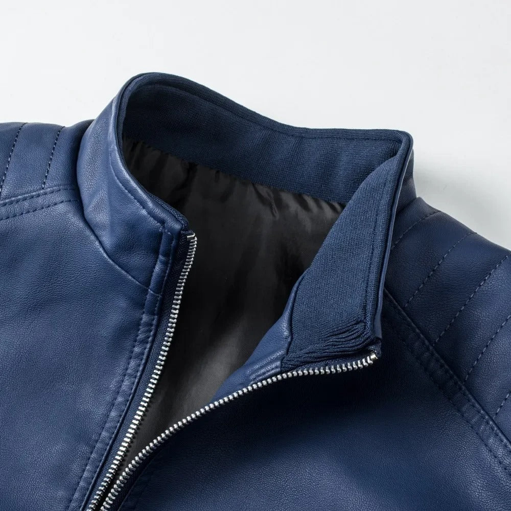 Stand Collar Leather Jacket | Last Day 80% Off!