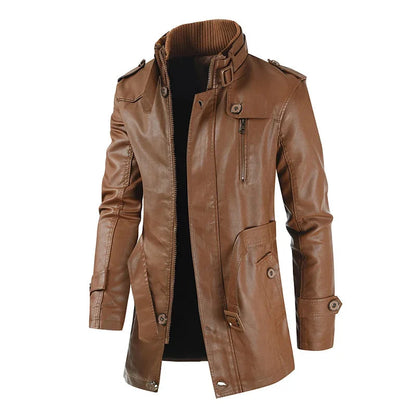 Elegant Long Leather Biker Jacket | Last Day 80% Off!