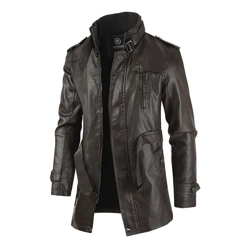 Elegant Long Leather Biker Jacket | Last Day 80% Off!