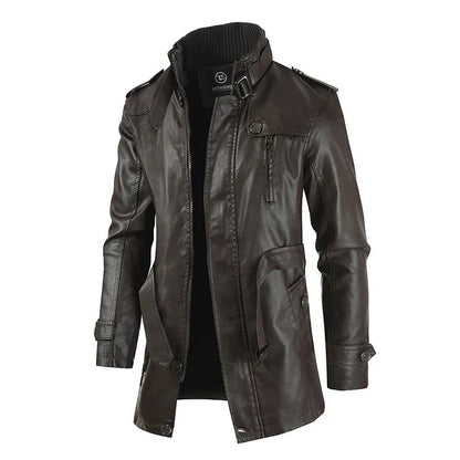 Elegant Long Leather Biker Jacket | Last Day 80% Off!