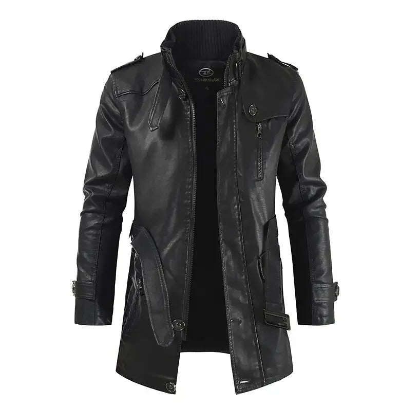 Elegant Long Leather Biker Jacket | Last Day 80% Off!