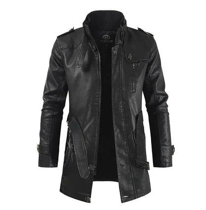 Elegant Long Leather Biker Jacket | Last Day 80% Off!