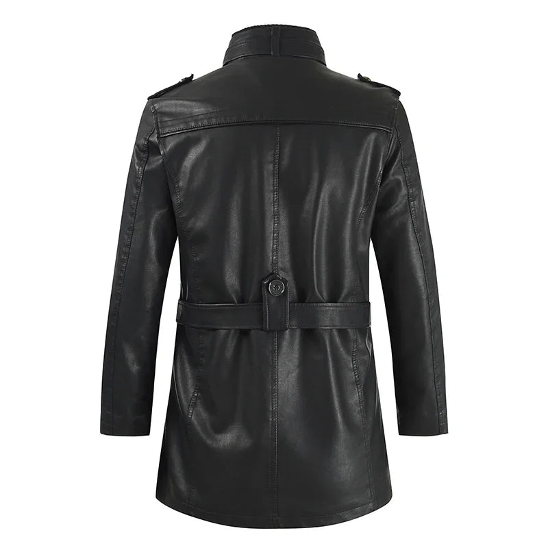 Elegant Long Leather Biker Jacket | Last Day 80% Off!