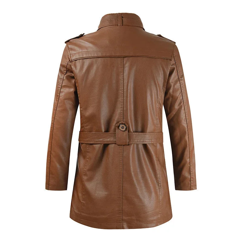 Elegant Long Leather Biker Jacket | Last Day 80% Off!