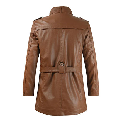 Elegant Long Leather Biker Jacket | Last Day 80% Off!