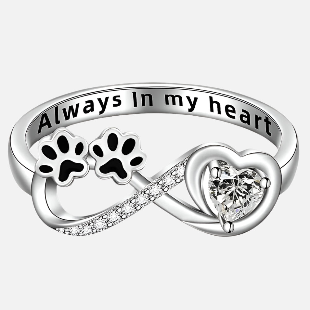 Zirconia Paw Ring with Heart and Infinity Design | Last Day 80% Off!
