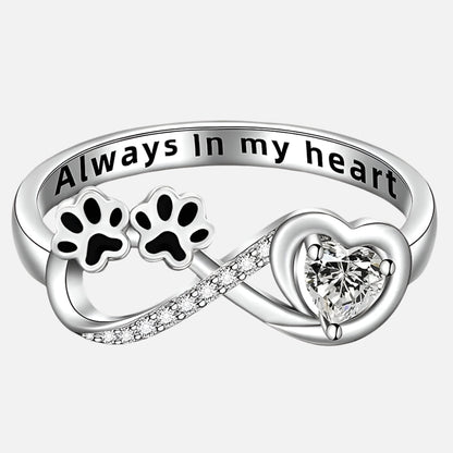 Zirconia Paw Ring with Heart and Infinity Design | Last Day 80% Off!