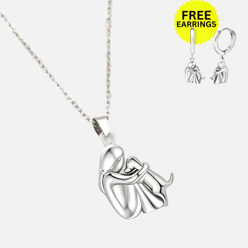 Hug Pendant Necklace with Bonus Earrings – Limited Time Offer | Last Day 80% Off!