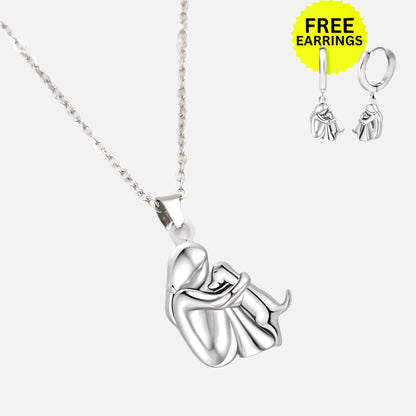 Hug Pendant Necklace with Bonus Earrings – Limited Time Offer | Last Day 80% Off!