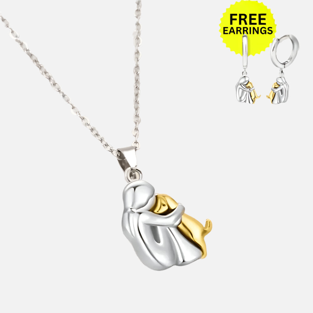 Hug Pendant Necklace with Bonus Earrings – Limited Time Offer | Last Day 80% Off!