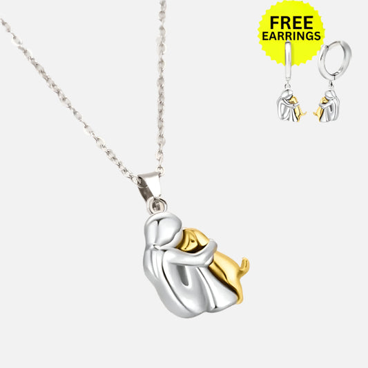 Hug Pendant Necklace with Bonus Earrings – Limited Time Offer | Last Day 80% Off!