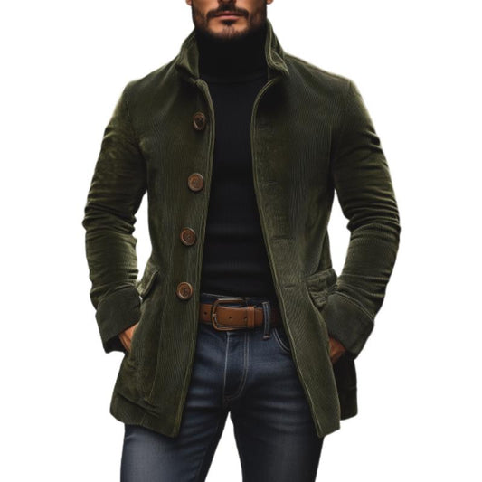 Men's Vintage Corduroy Stand Collar Single Breasted Slim Short Coat 66901253M | Last day 80% off!