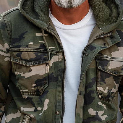 Men's Camouflage Hooded Multi-pocket Zip Cargo Jacket 69249000Z | Last day 80% off!