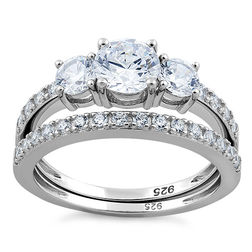 Sterling Silver CZ Engagement Set Ring | Last day 80% off!