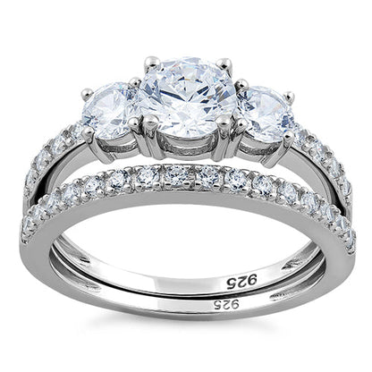 Sterling Silver CZ Engagement Set Ring | Last day 80% off!