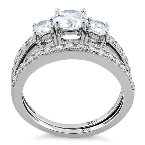 Sterling Silver CZ Engagement Set Ring | Last day 80% off!