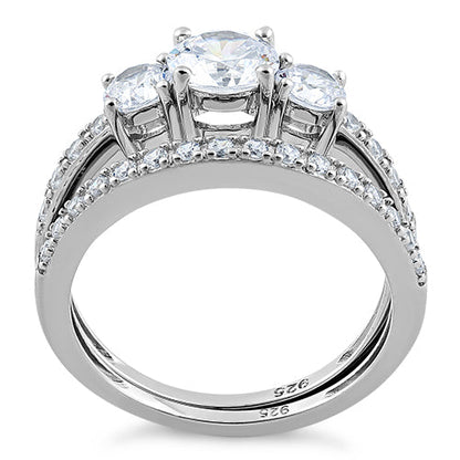 Sterling Silver CZ Engagement Set Ring | Last day 80% off!
