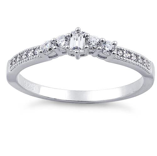 Sterling Silver Emerald Cut CZ Ring | Last day 80% off!