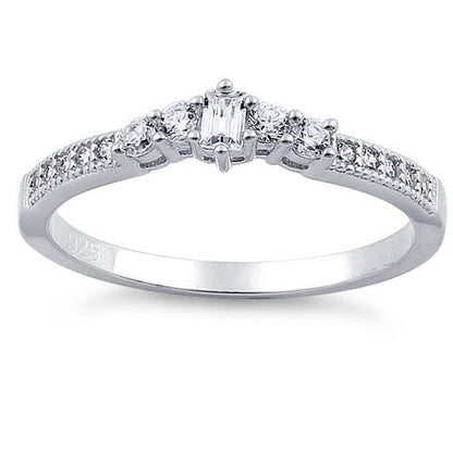 Sterling Silver Emerald Cut CZ Ring | Last day 80% off!