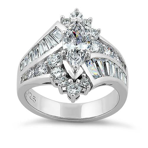 Sterling Silver Marquise CZ Engagement Ring | Last day 80% off!