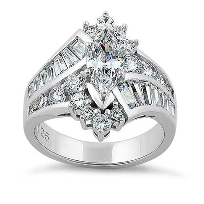 Sterling Silver Marquise CZ Engagement Ring | Last day 80% off!