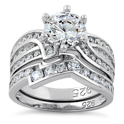Sterling Silver CZ Engagement Ring Set | Last day 80% off!