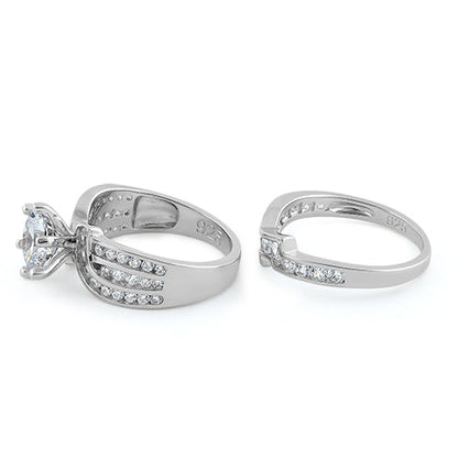 Sterling Silver CZ Engagement Ring Set | Last day 80% off!